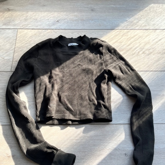 Cotton Citizen Mock Neck Long Sleeve Crop Top - Black (Size XS) - Picture 5 of 5